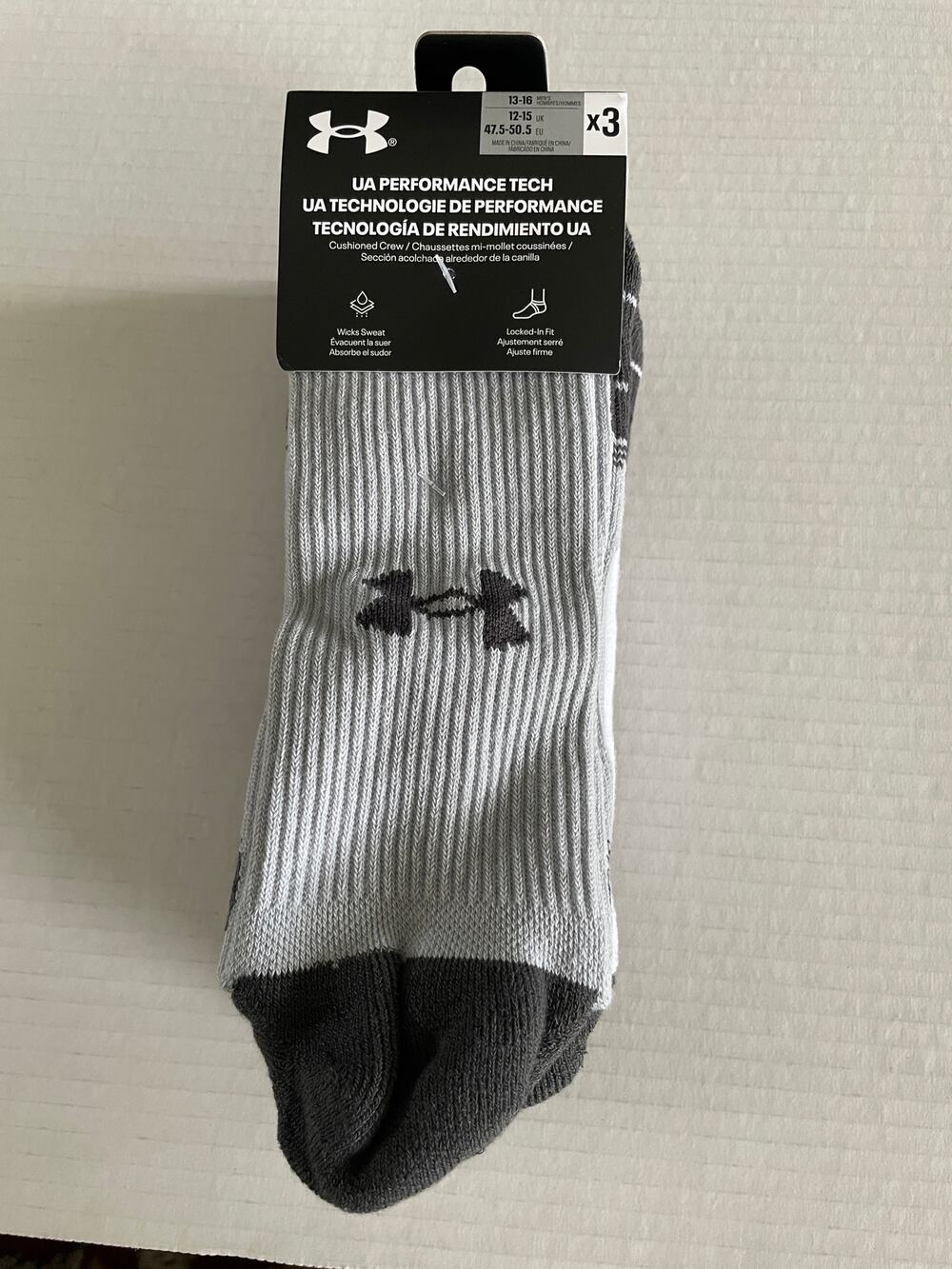 3 Pair Under Armour Run Cushion Crew Athletic Socks Size XL NEW